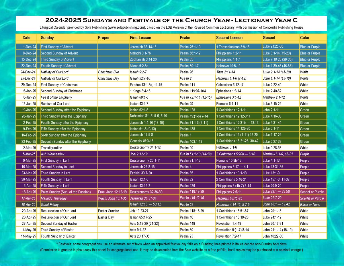 Liturgical Calendar 2026 Printable Pdf Free