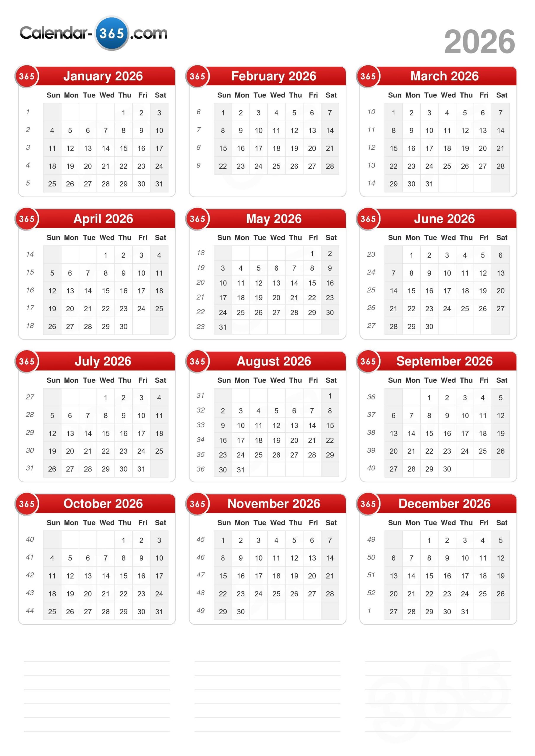 3 Year Calendar Printable 2026-2029