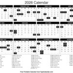 2026 Calendar Free Printable Calendar With Holidays