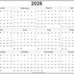2026 Year Calendar Yearly Printable