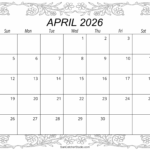 April 2026 Calendar Free Printable Free Printables Monograms Design Tools Patterns DIY Projects