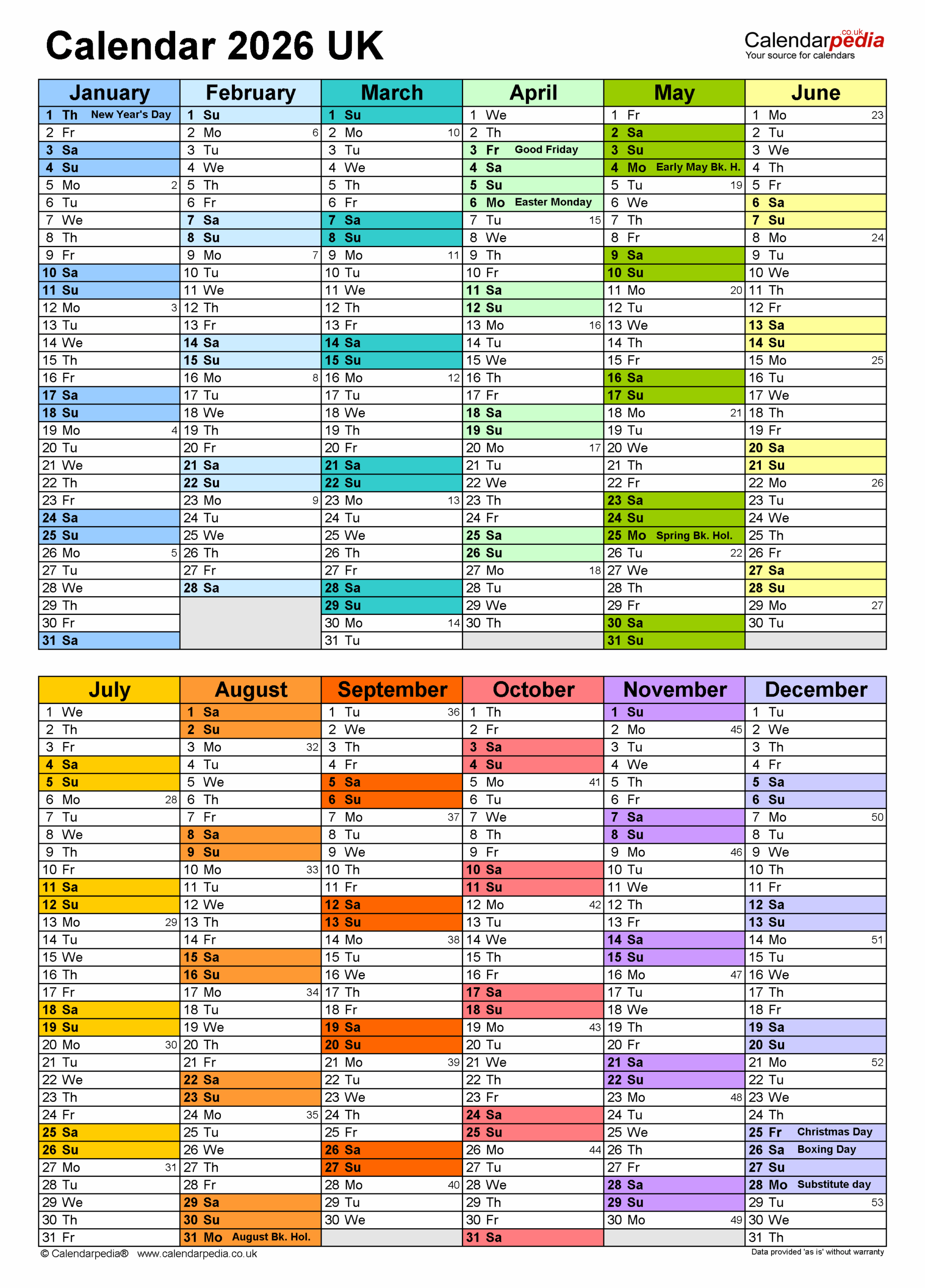 Free Printable Calendar 2026 With Lines