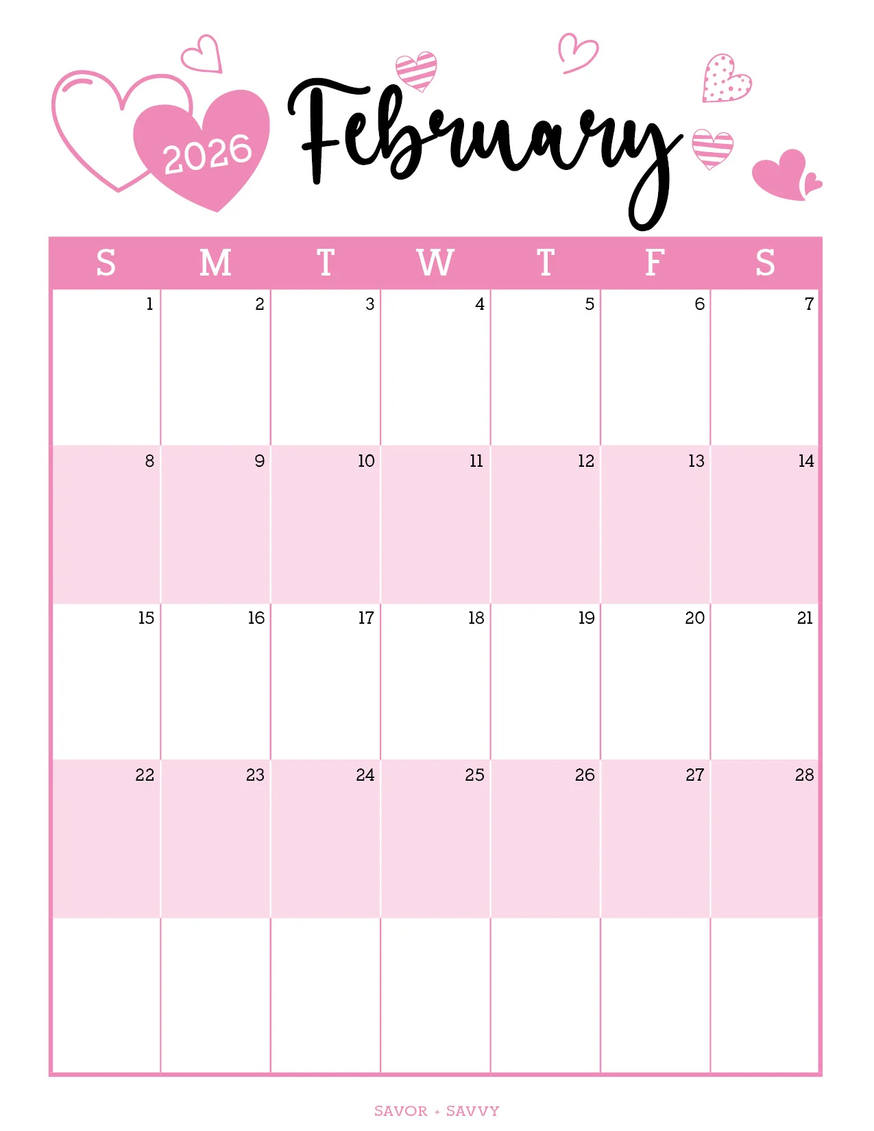 Free Printable February 2026 Calendar Pdf