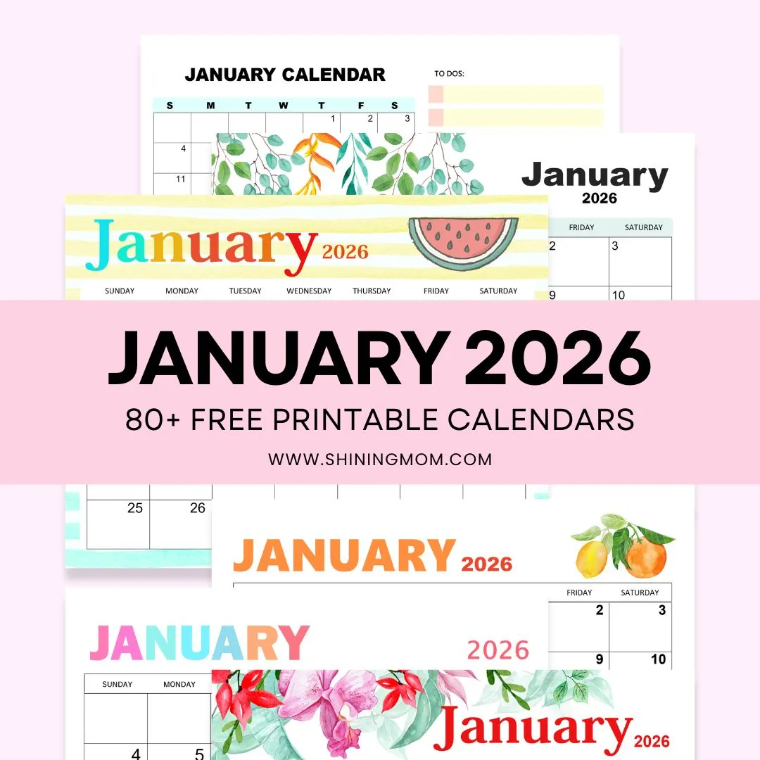 Jan 2026 Calendar Free Printable
