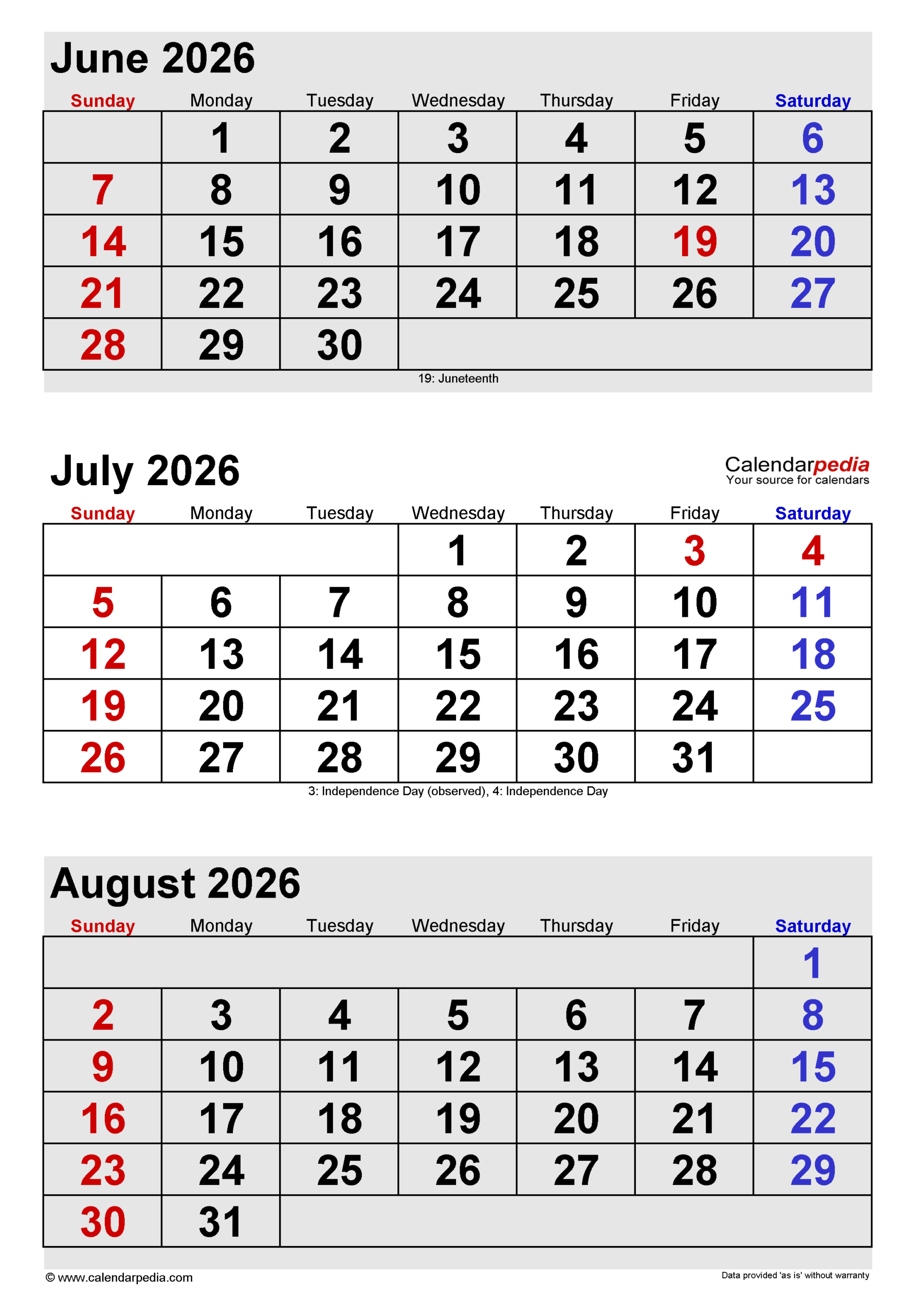 Printable Calendar June And July 2026