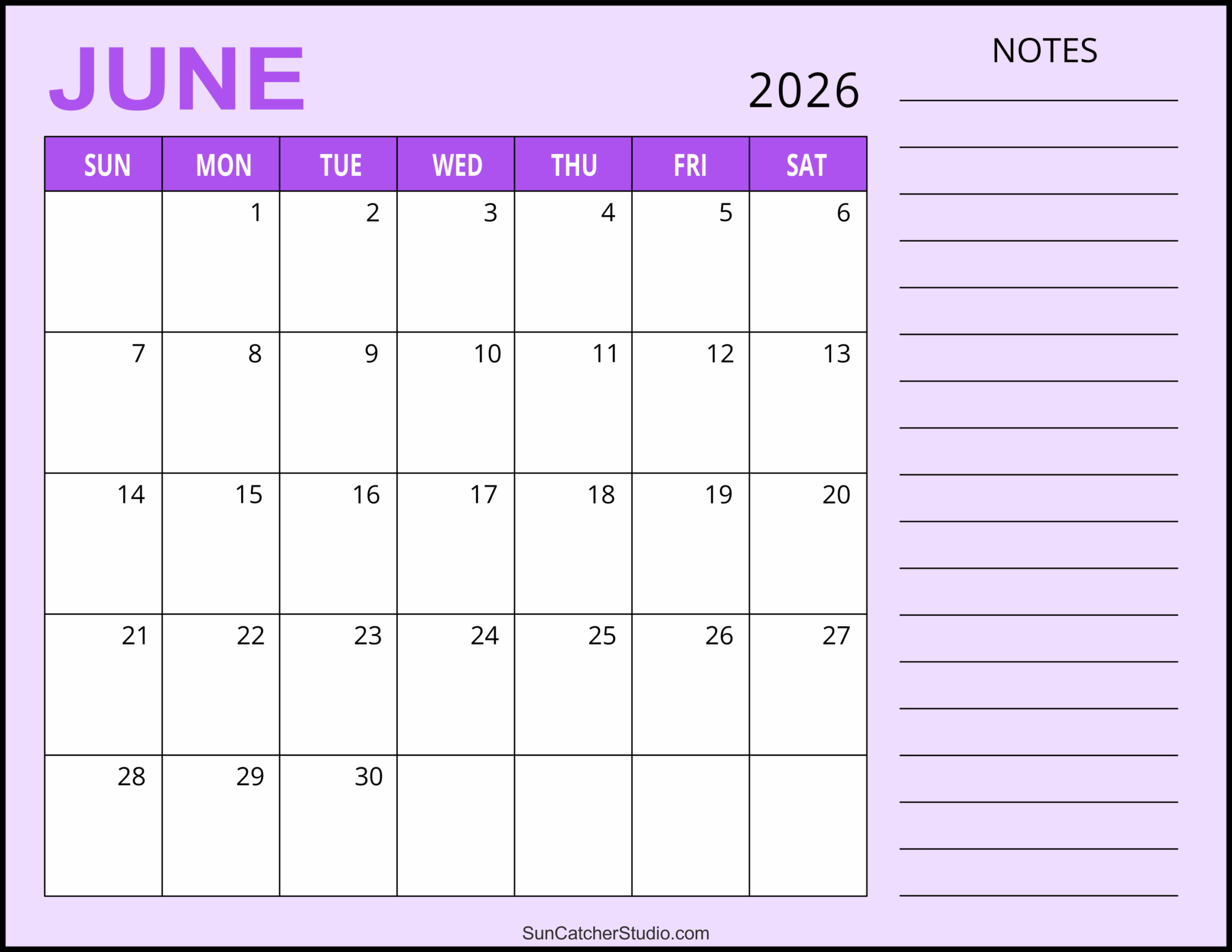 June 2026 Calendar Free Printable Free Printables Monograms Design Tools Patterns DIY Projects