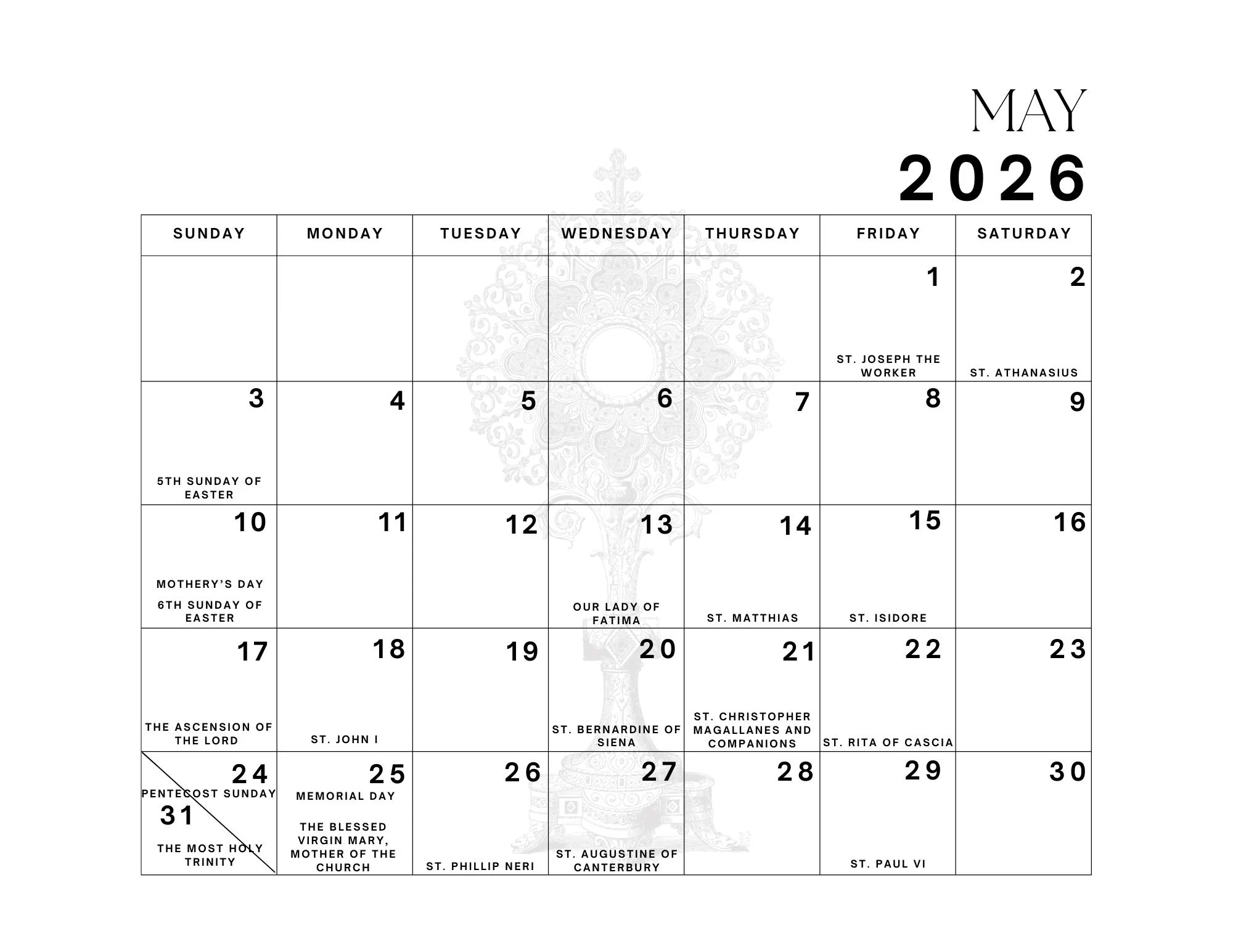 Liturgical Calendar June 2025 june 2026 Printable 13 Month Liturgical Calendar PDF DOWNLOAD Simple Catholic Calendar Etsy
