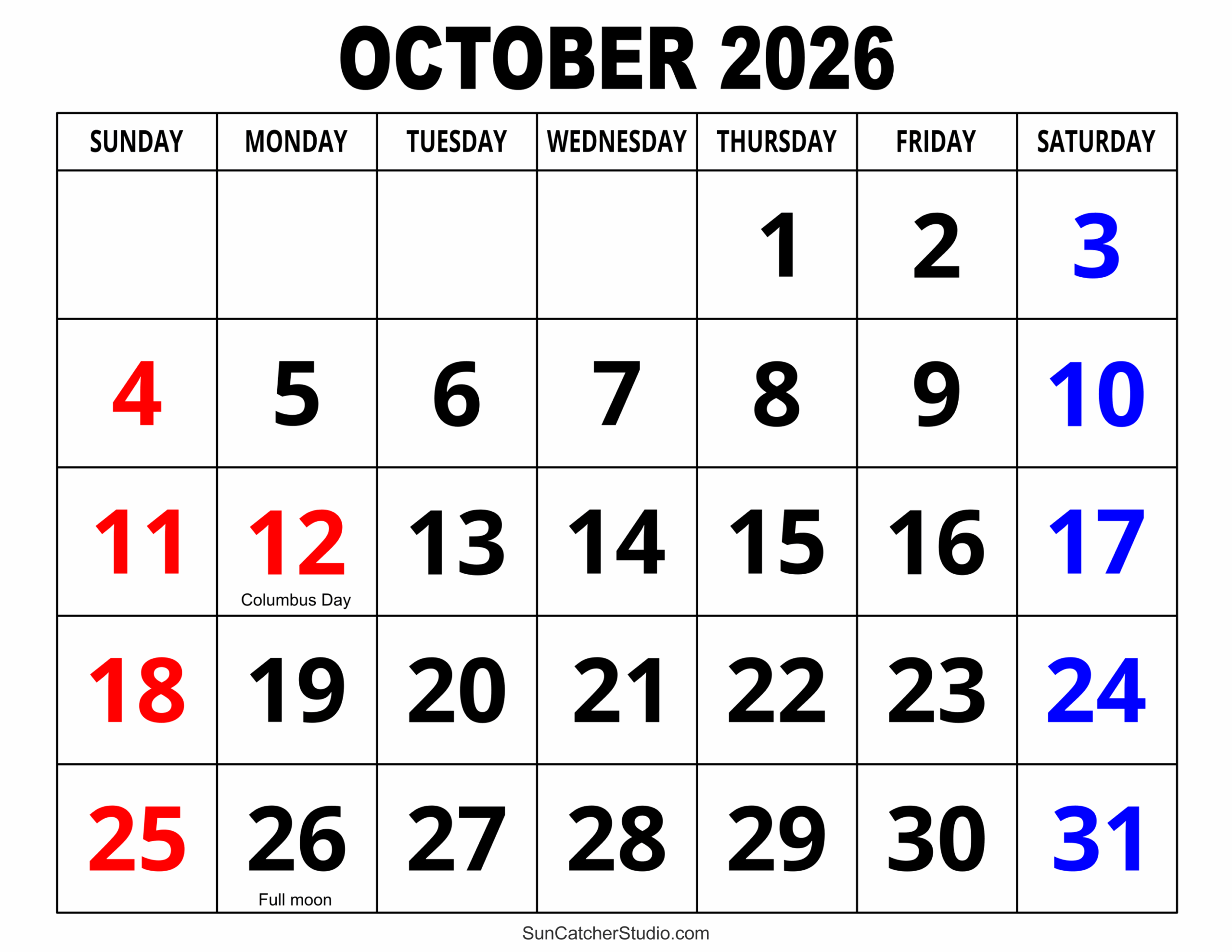 October 2026 Calendar Free Printable Free Printables Monograms Design Tools Patterns DIY Projects October 2026 Calendar Free Printable Free Printables Monograms Design Tools Patterns DIY Projects