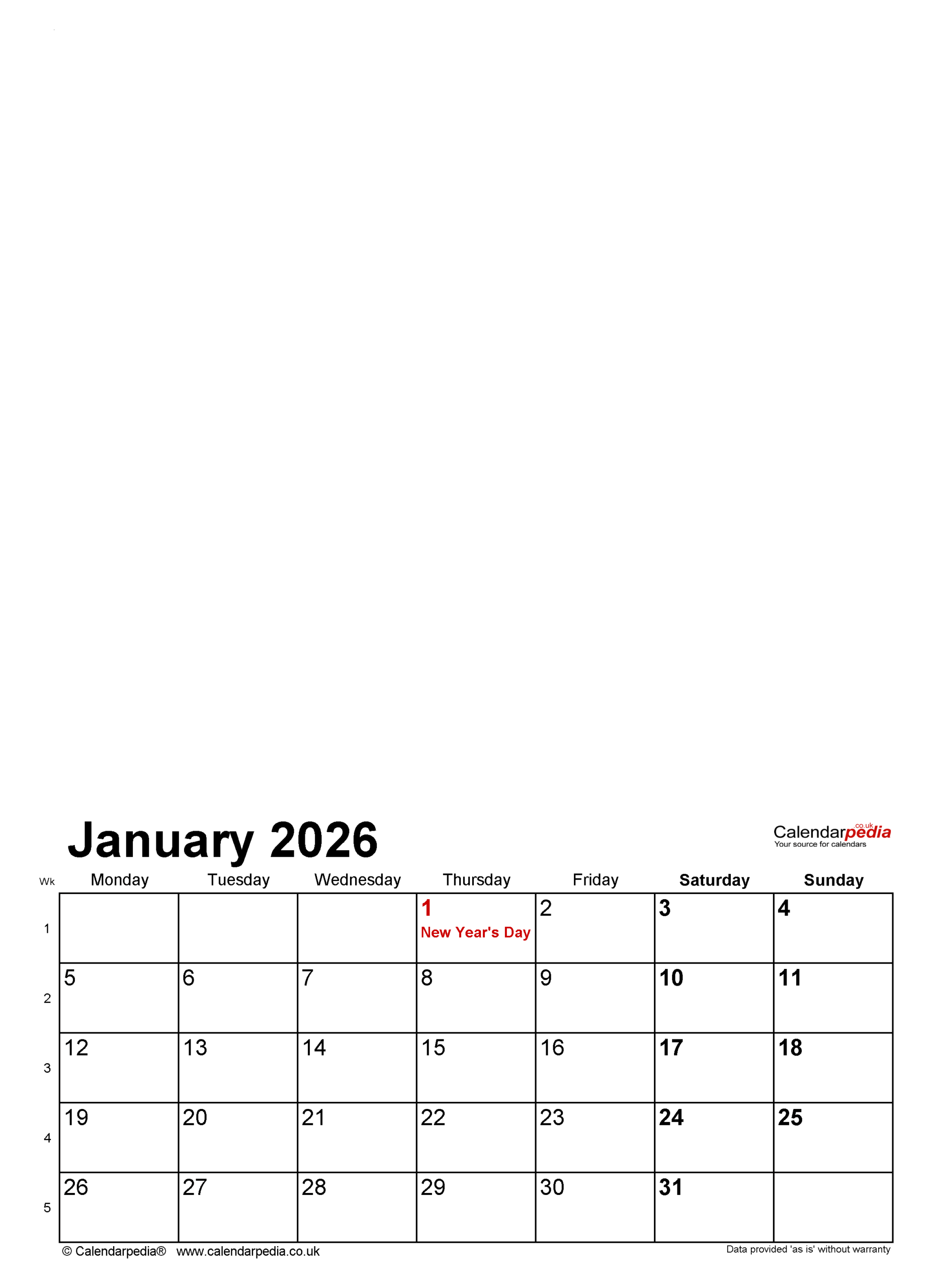 Printable 2026 Calendar Uk Word