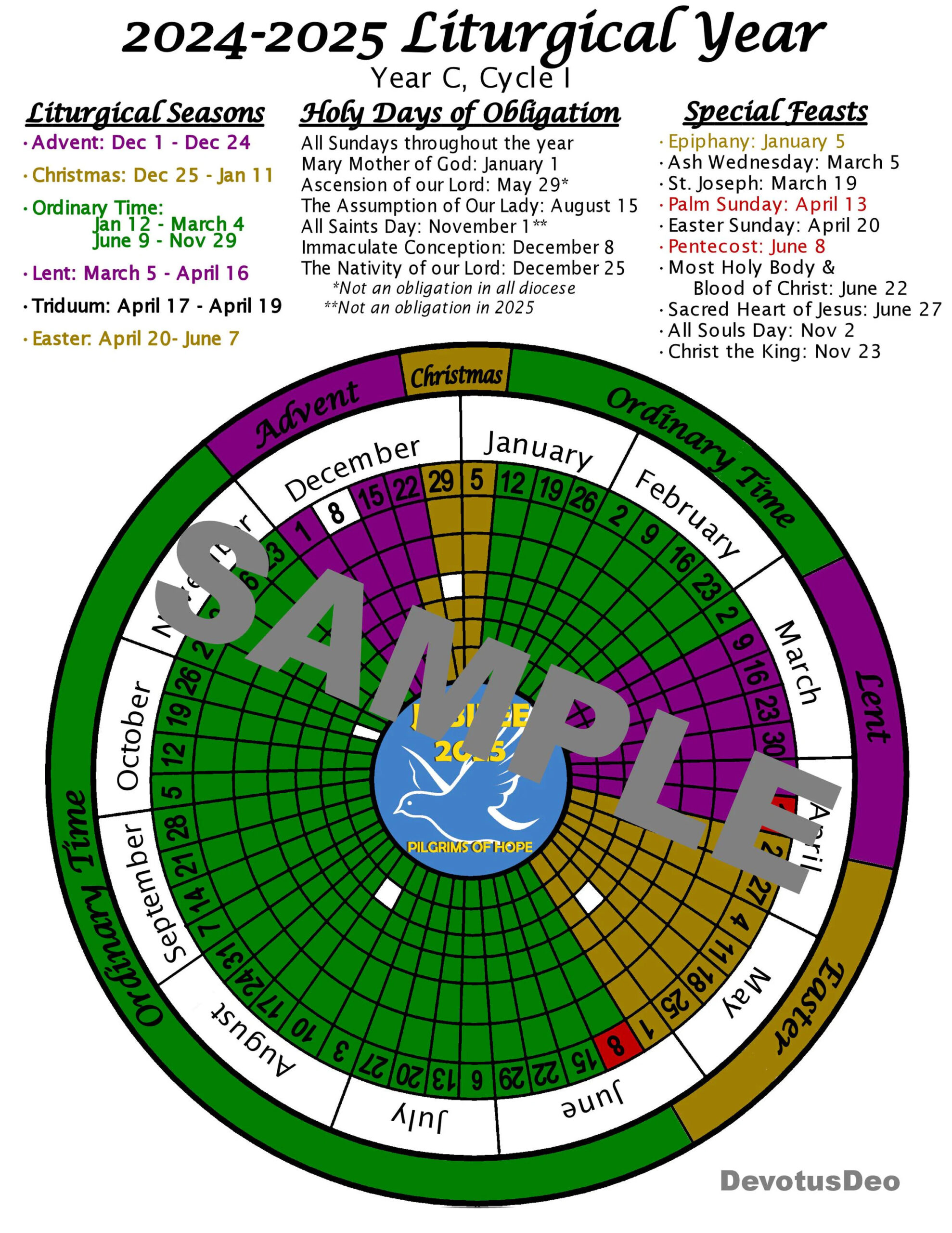 Printable 2025 Liturgical Calendar Downloadable Catholic Worksheet Etsy Ireland