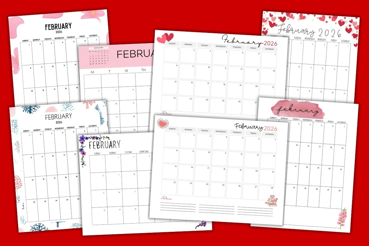 Free February Calendar 2026 Printable