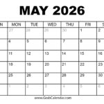 Printable May 2026 Calendar