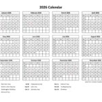 Printable Yearly Calendar 2026 Free calendar template
