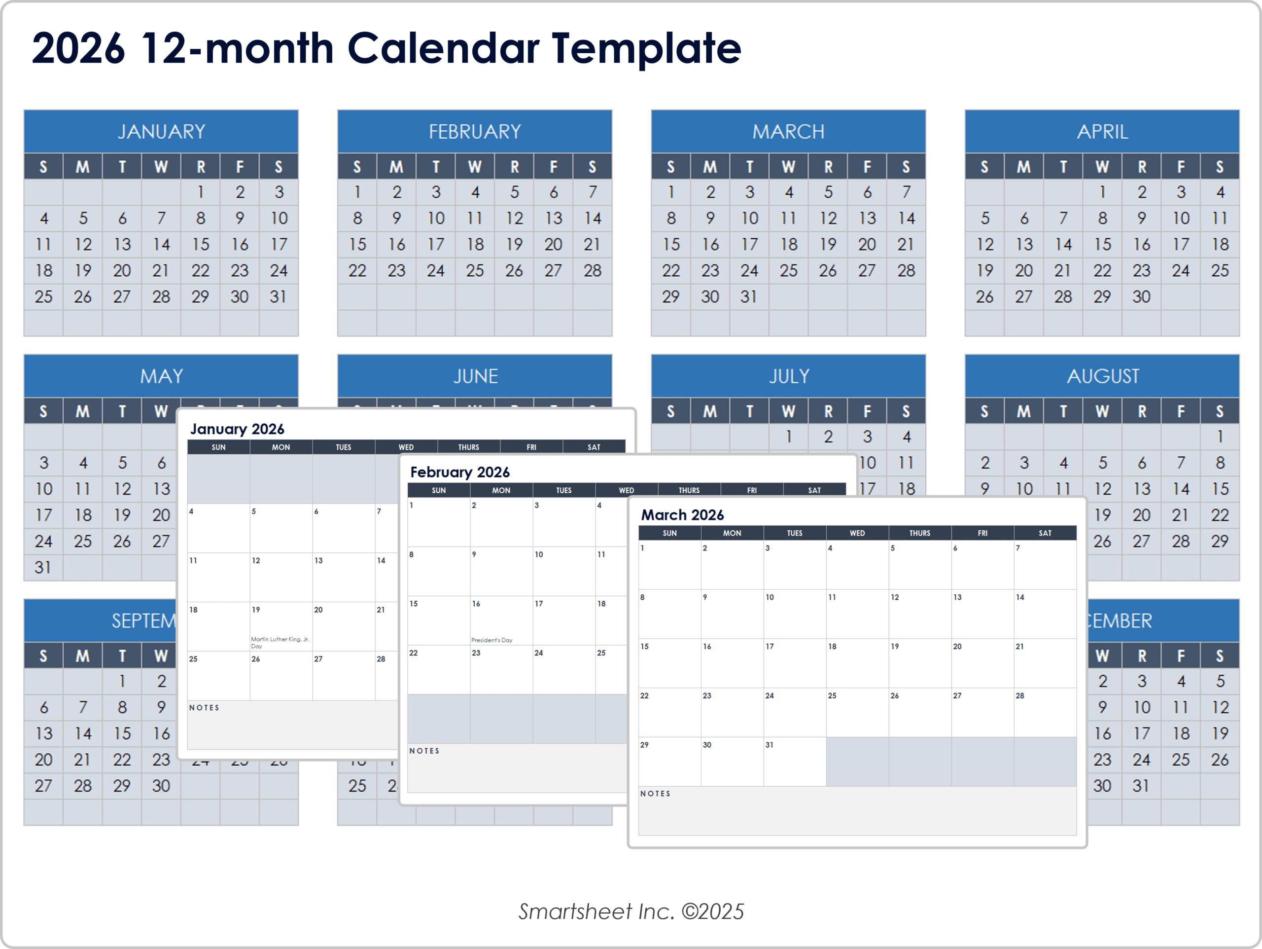 Free Customizable Printable Calendar Template 2026