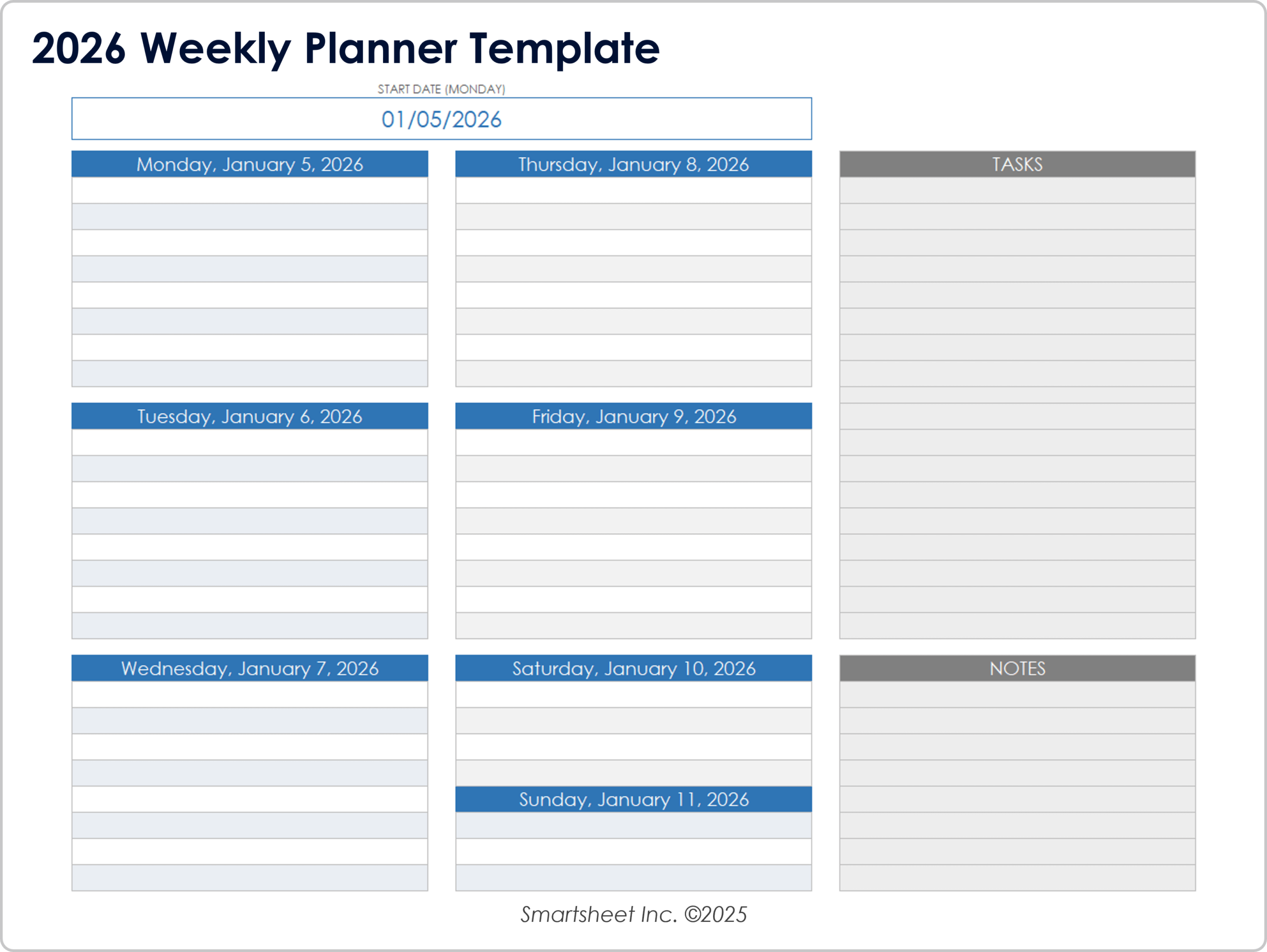 Free Printable Daily Calendar Templates 2026