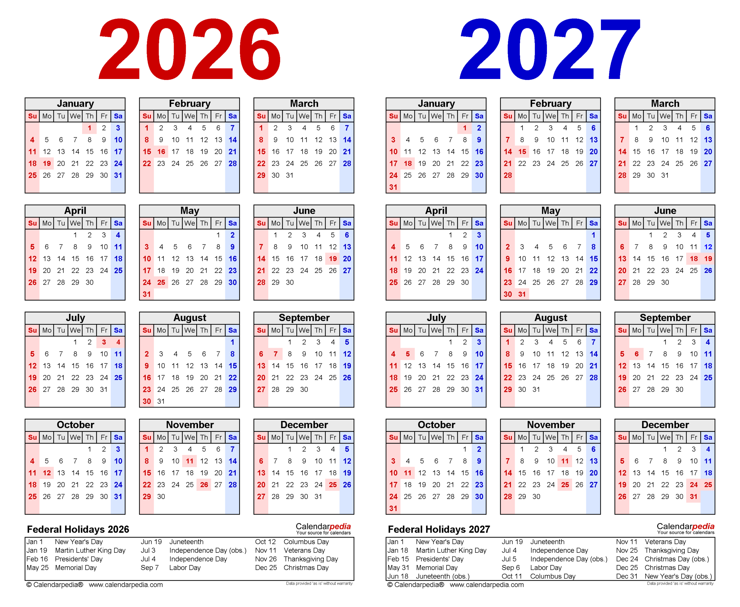 2026-2027 Calendar Printable