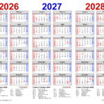 2026 2028 Three Year Calendar Free Printable PDF Templates