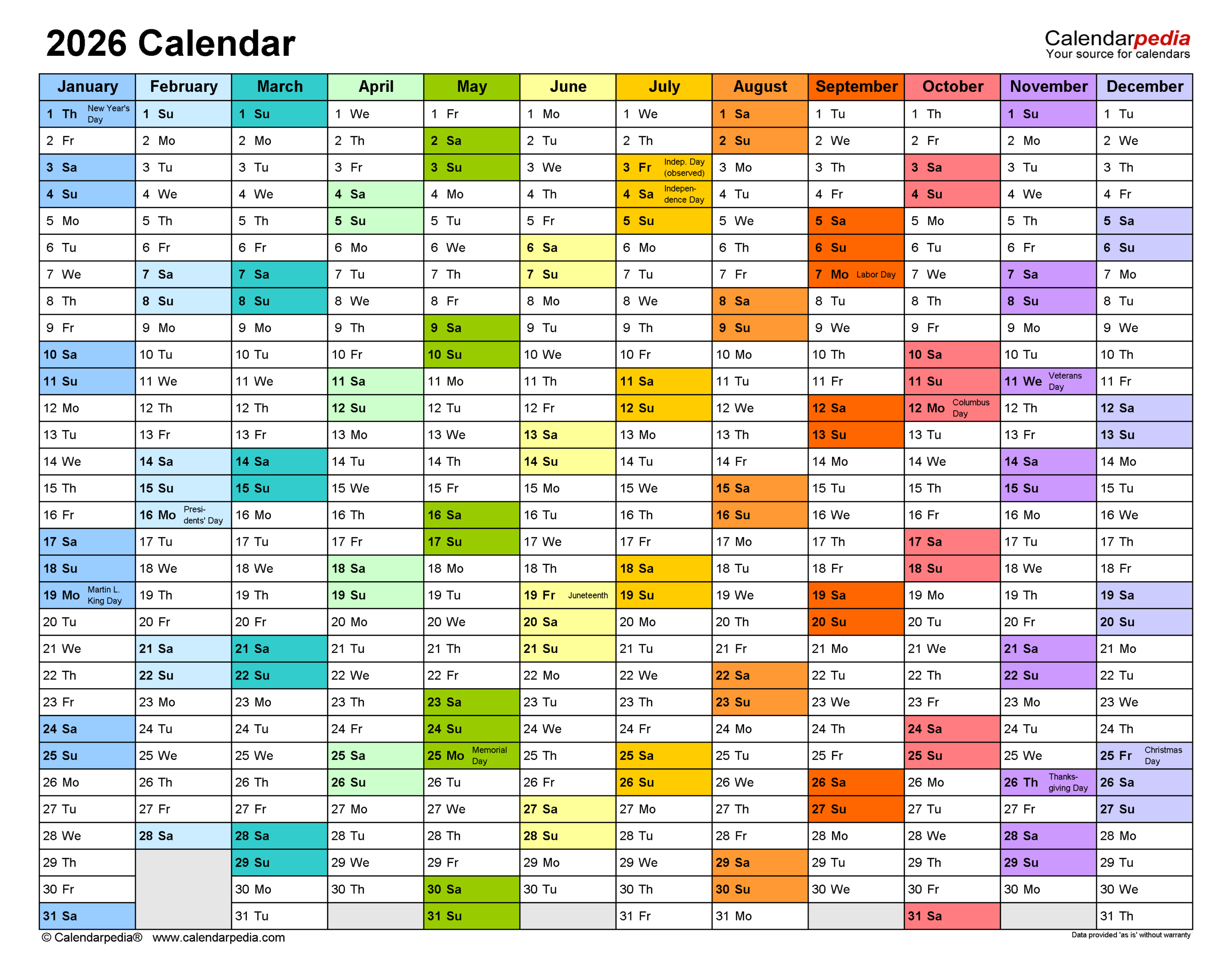 2026 Calendar Free Printable Excel Templates Calendarpedia