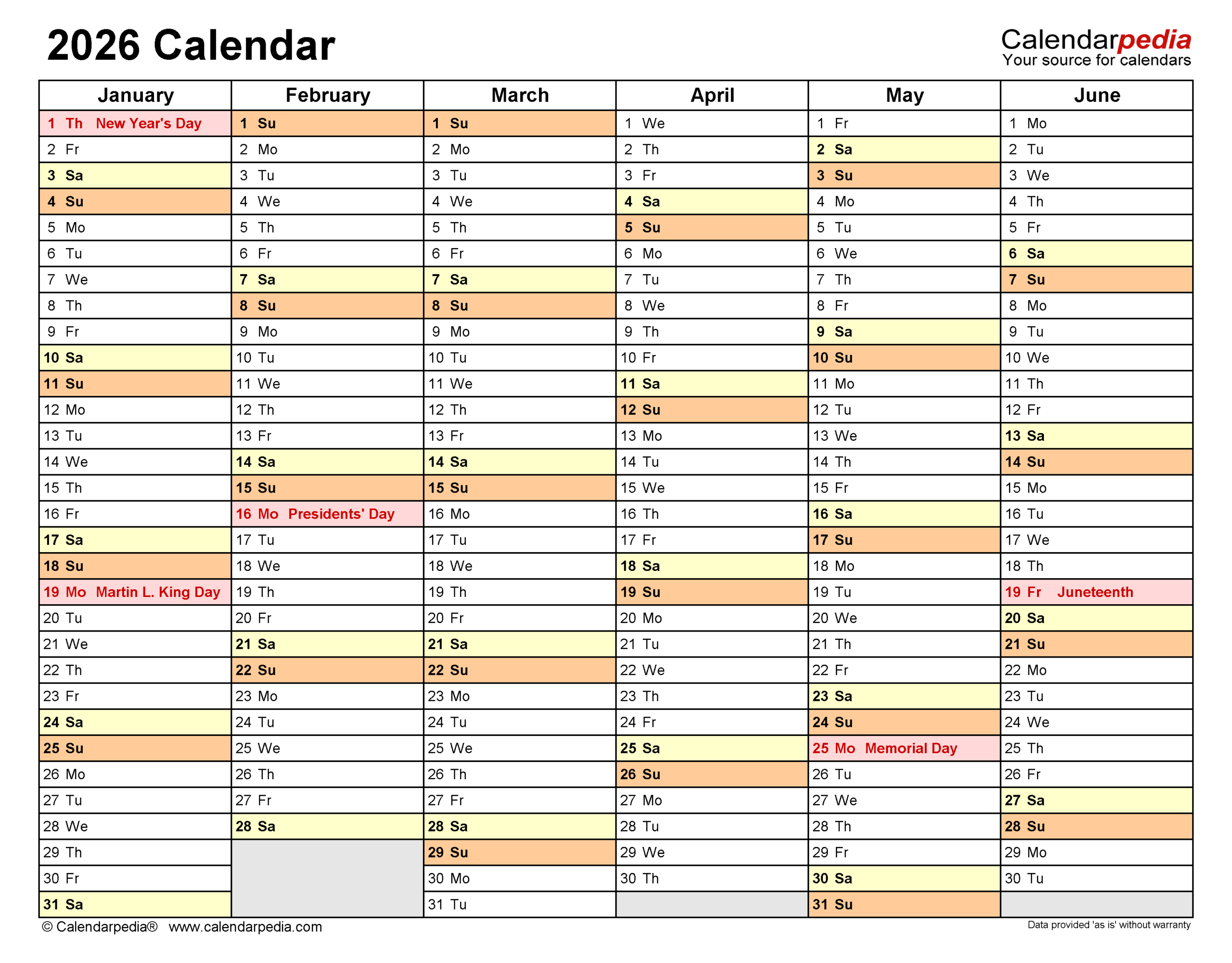 2026 Attendance Calendar Printable Free