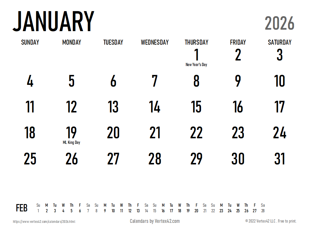 Desk Calendar 2026 Printable