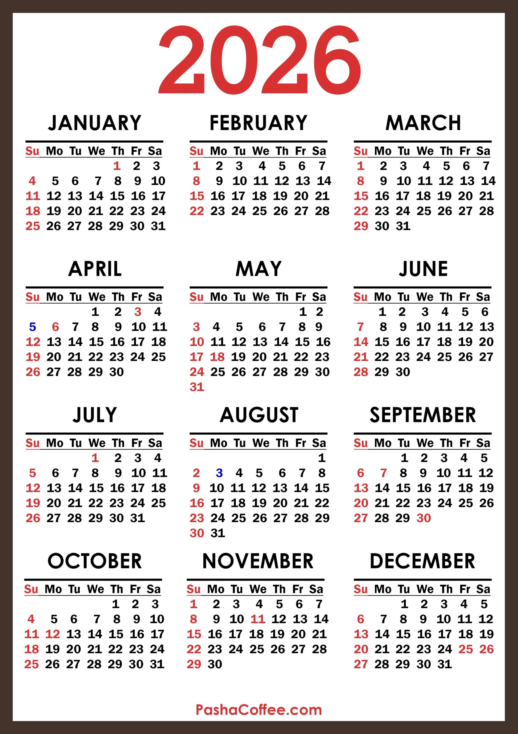2026 Calendar With Canada Holidays Printable Free Vertical PashaCoffee