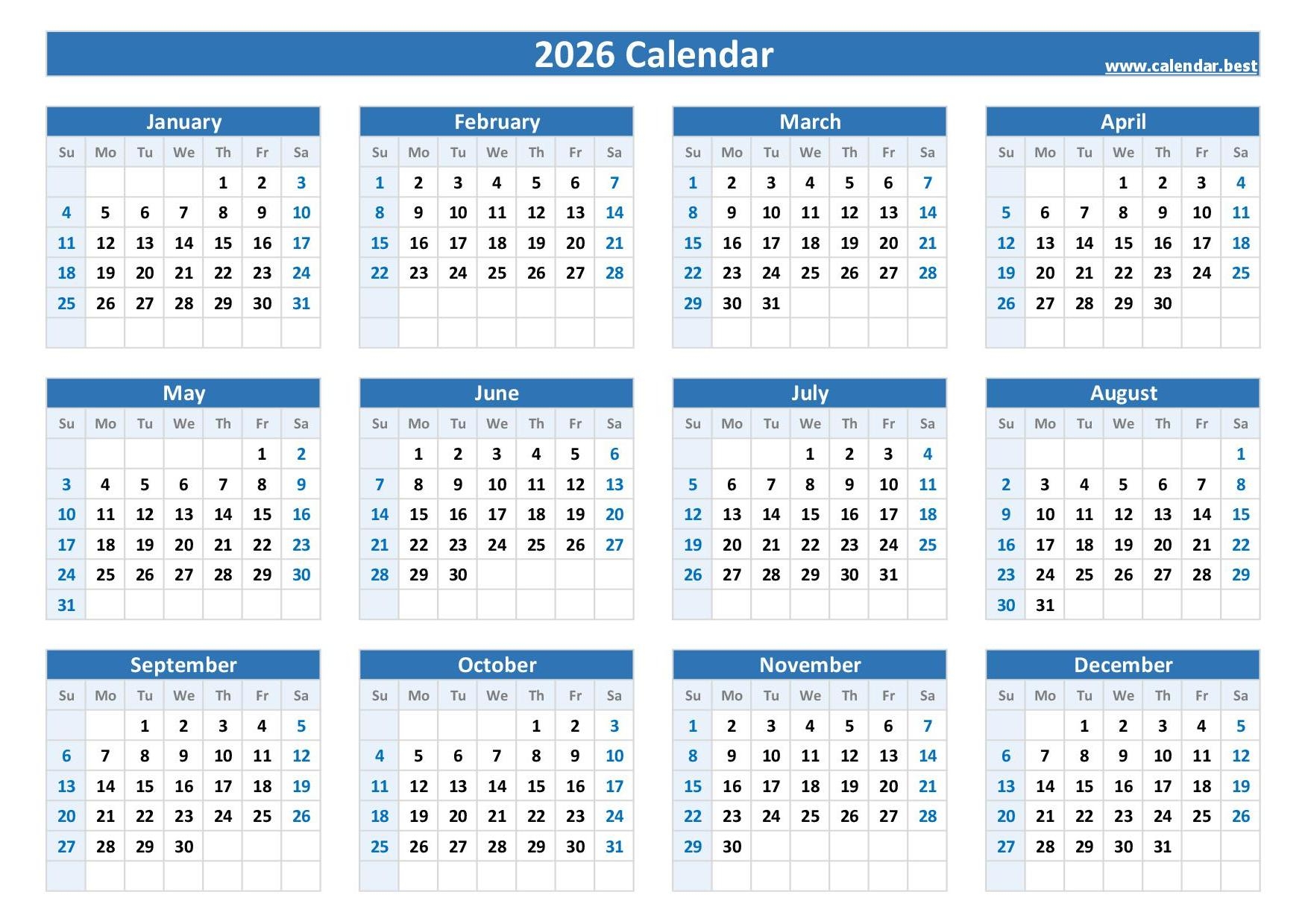 2026 Calendar With Week Numbers