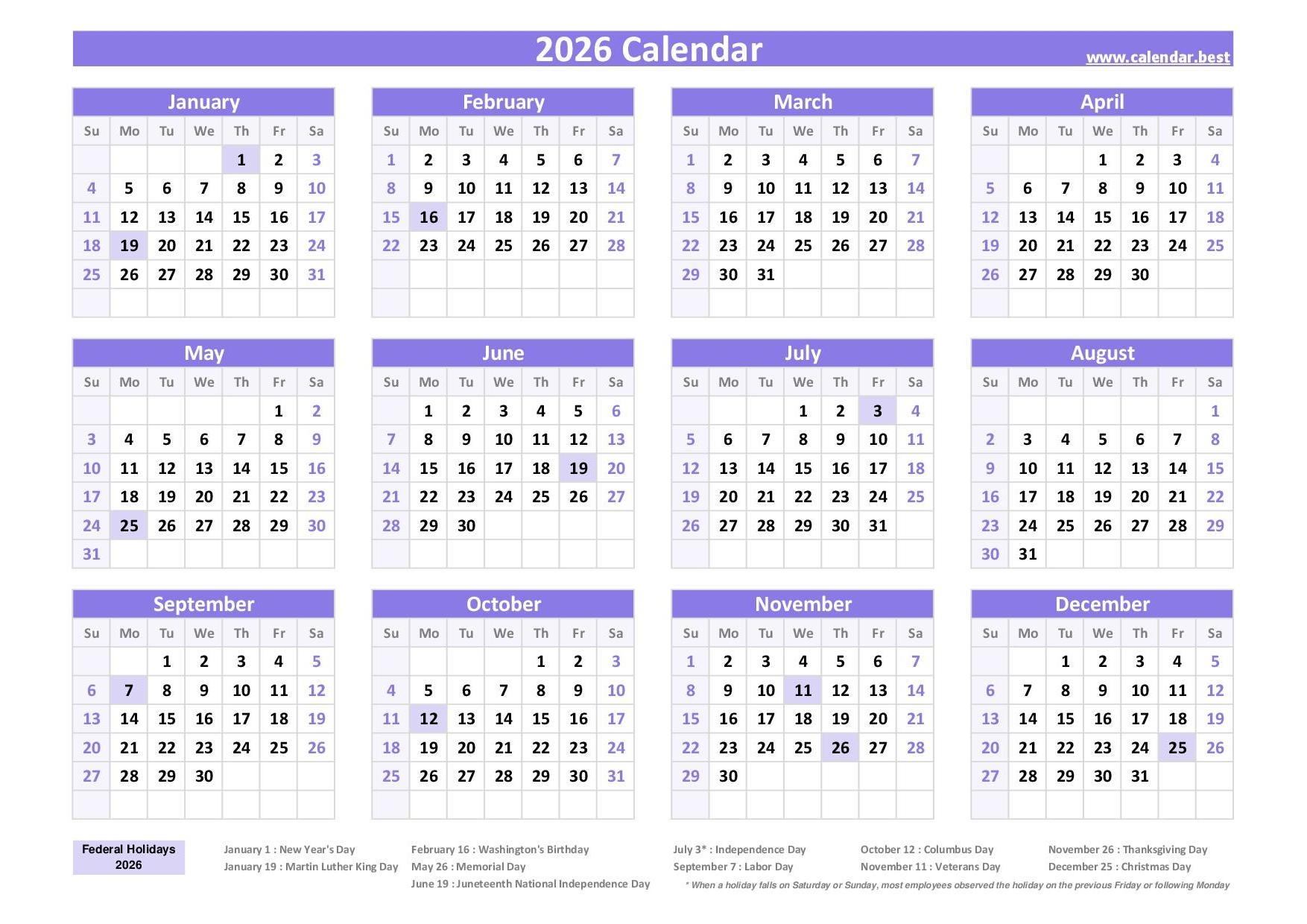 2026 Calendar With Week Numbers