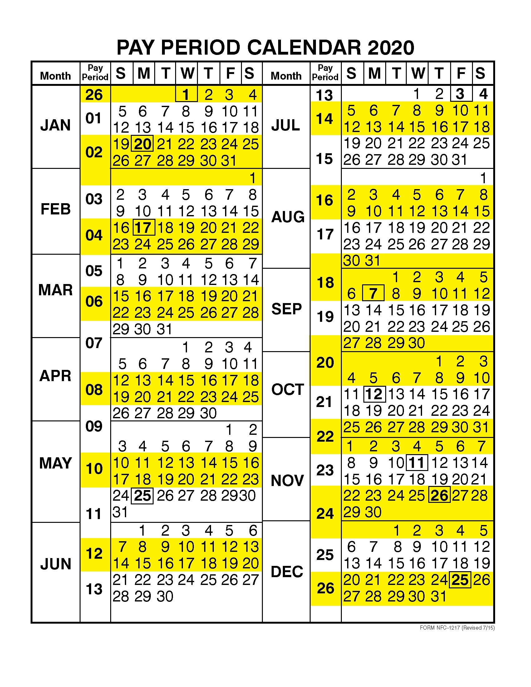 2026 Federal Pay Calendar Printable