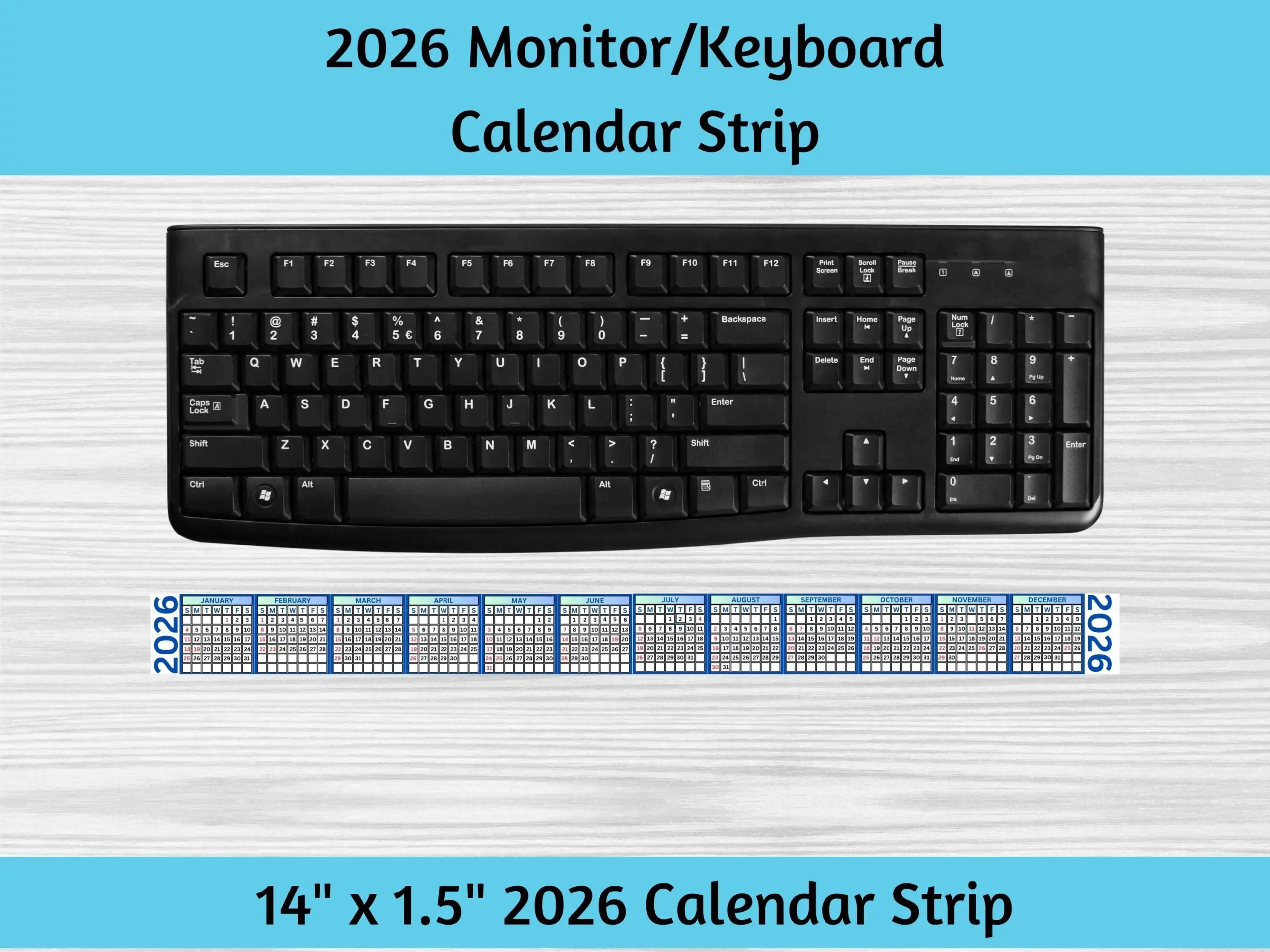 2026 Monitor Computer Keyboard Calendar Strip To Help Keep Track Of Dates Without The Need For Traditional Desk Or Wall Calendar blue Etsy
