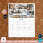 2026 Photo Calendar Template With Photo Collage Strawberry Kit