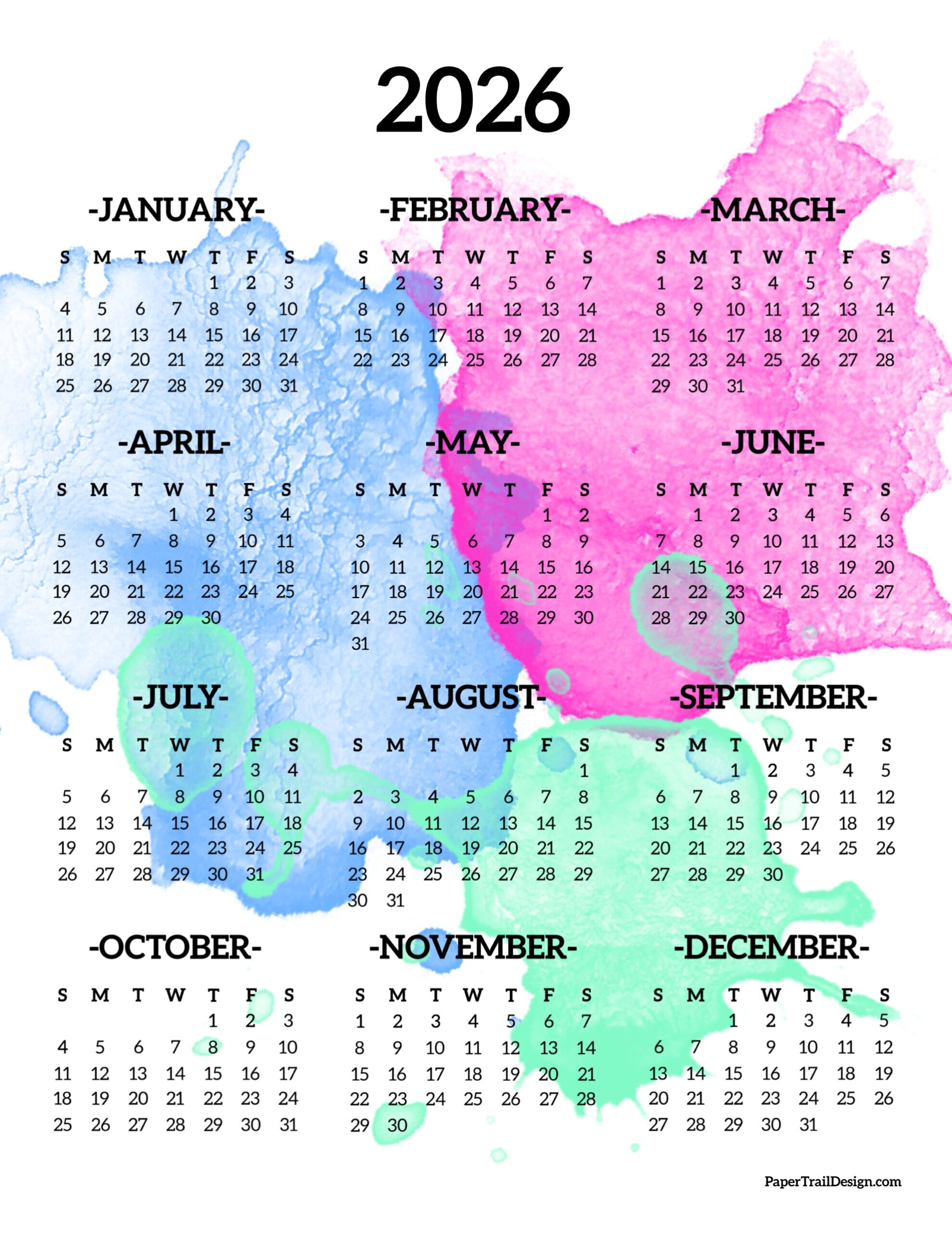 2026 Printable Calendar One Page