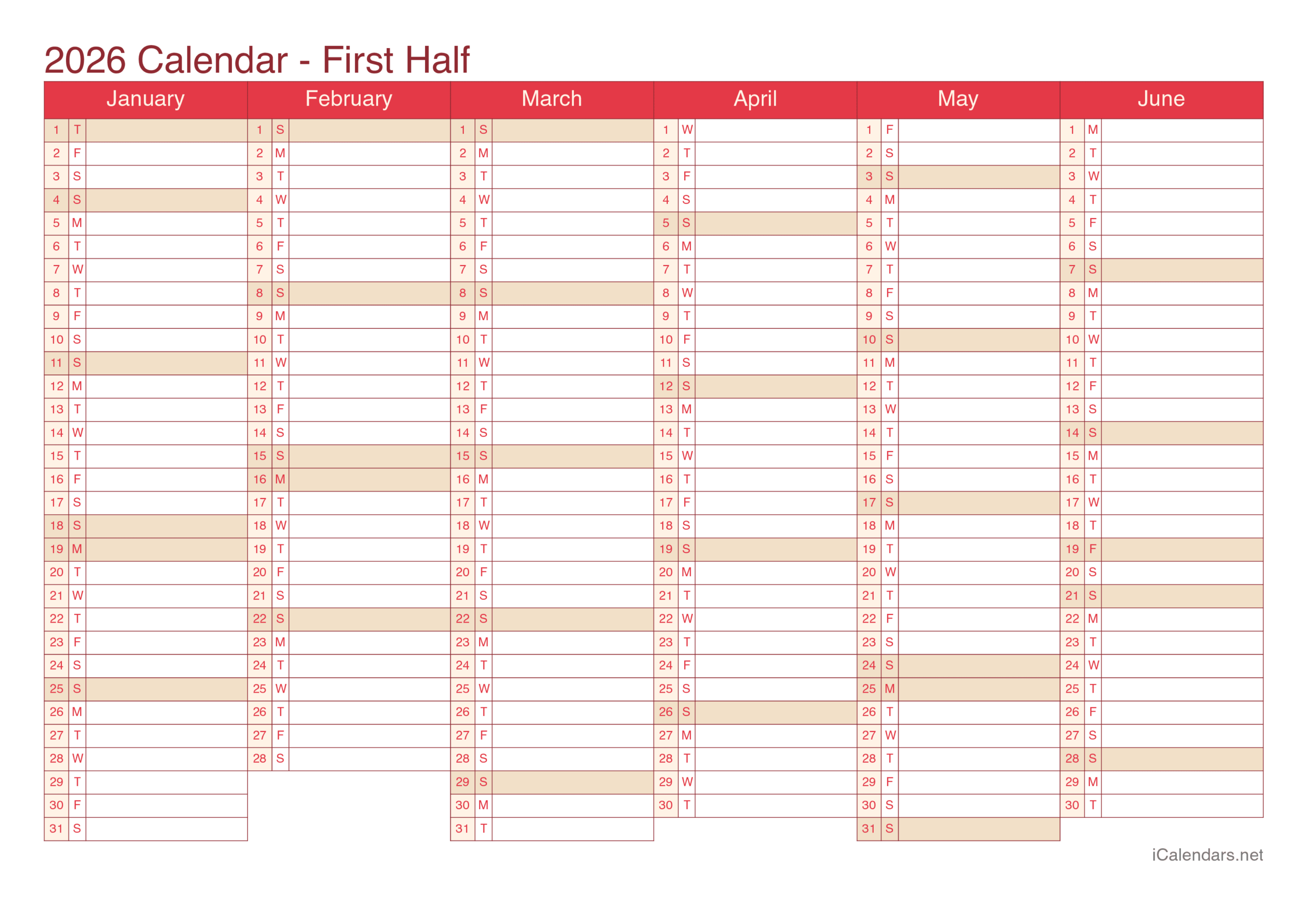 2026 Printable Calendar PDF Or Excel 2026 Printable Calendar PDF Or Excel