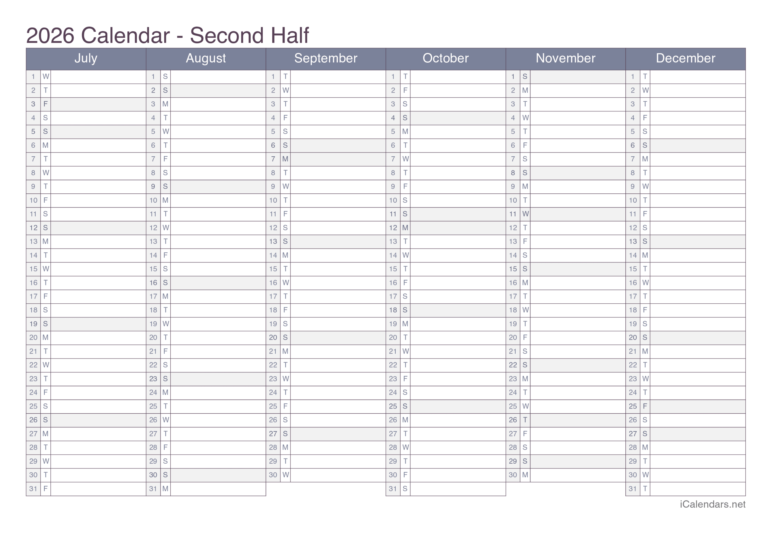 Free Printable Calendar 2026 Yearly