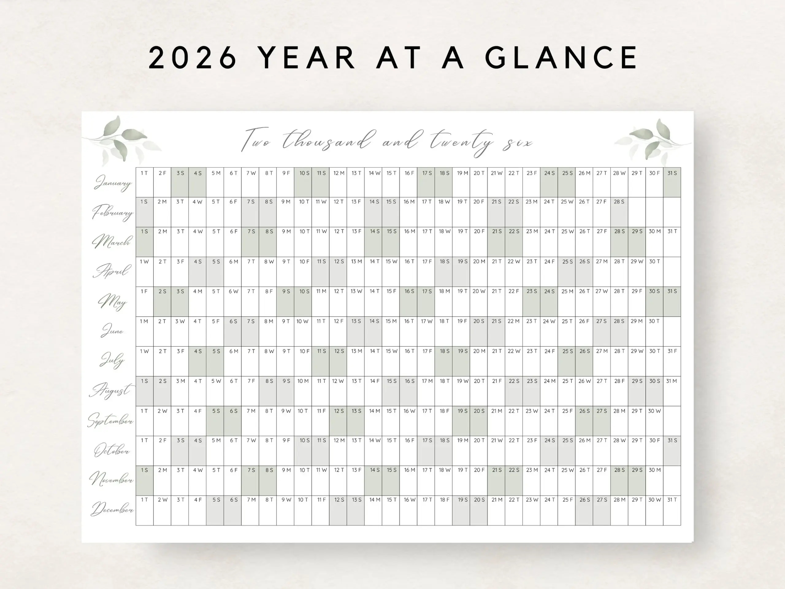 2026 Year Planner Printable 2026 Yearly Planner Yearly Planning Calendar 2026 Agenda Yearly Wall Calendar Year At A Glance 2026 Etsy