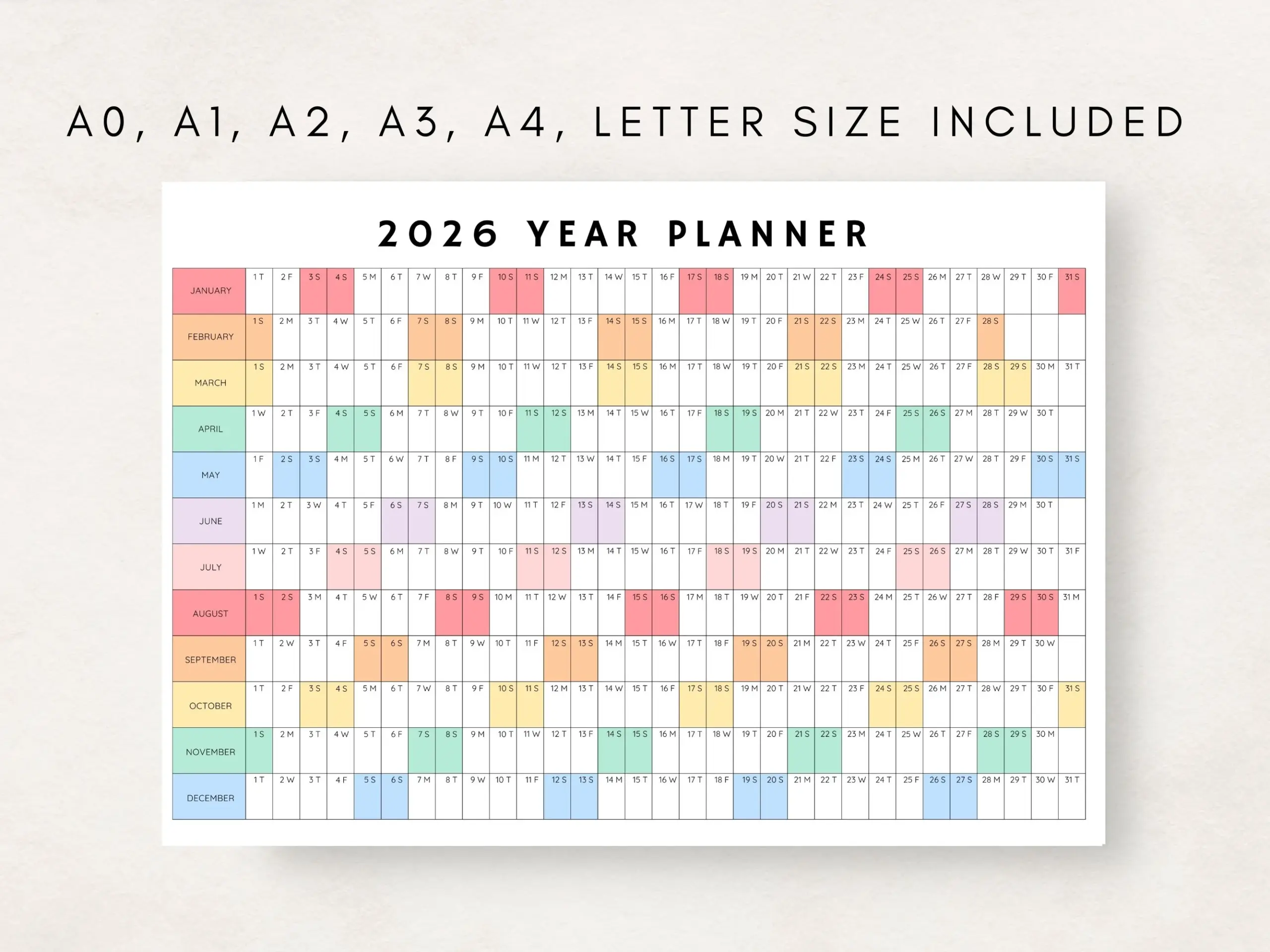 2026 Yearly Planner 2026 Year Planner Printable Yearly Planning Calendar 2026 Agenda Yearly Wall Calendar Year At A Glance 2026 Plan Etsy