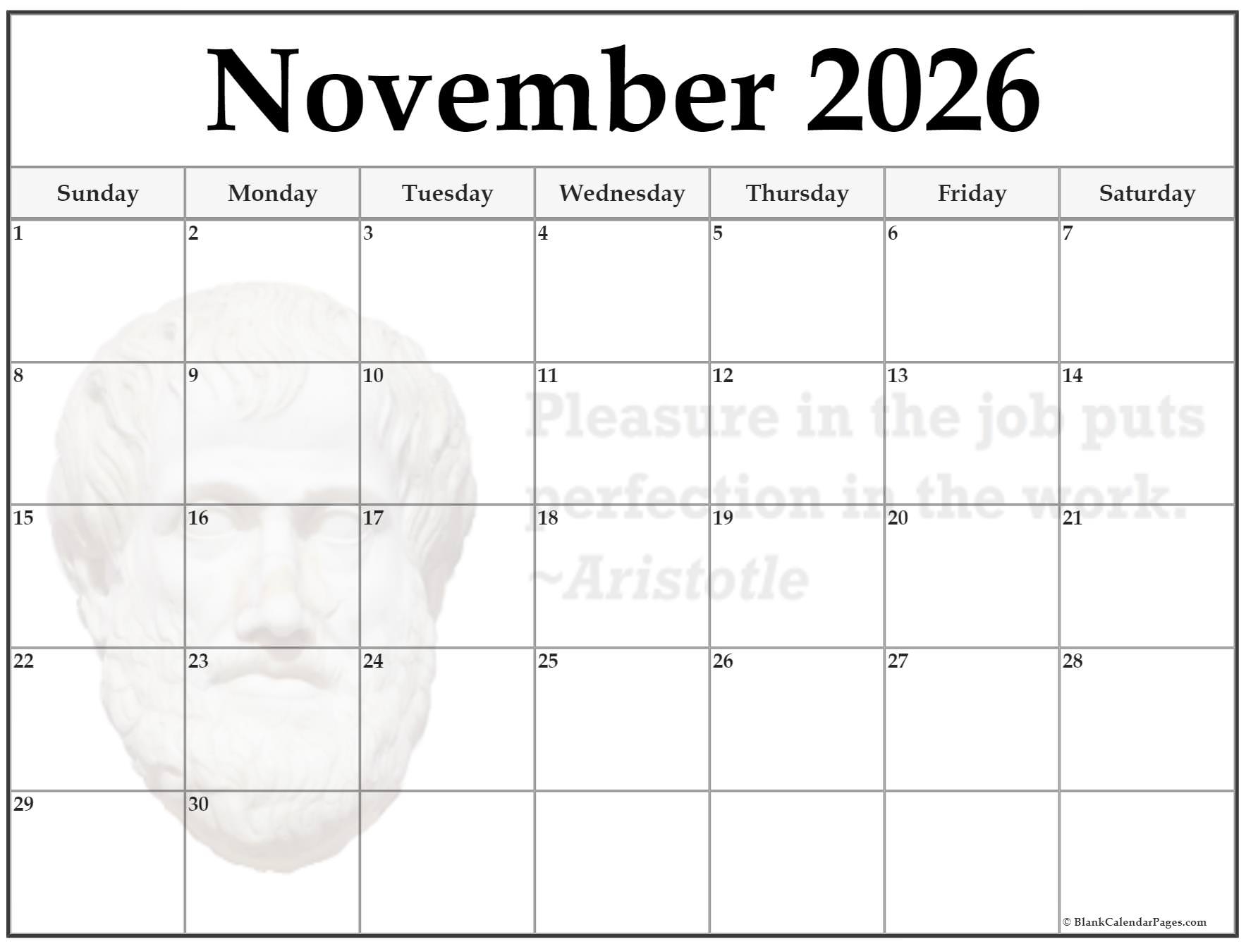 November 2026 Calendar Printable