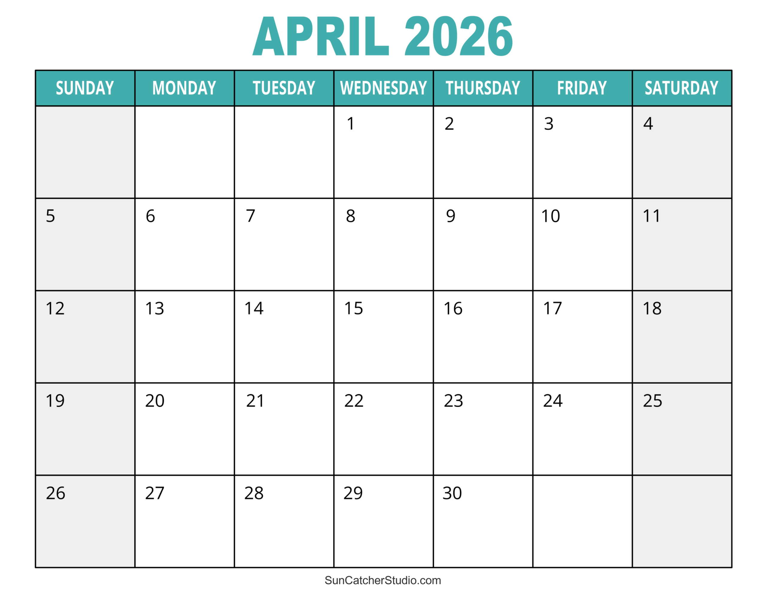 April 2026 Calendar Free Printable Free Printables Lettering SVG Files Tools Apps