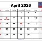 April 2026 Calendar Printable PDF With Holidays Templates