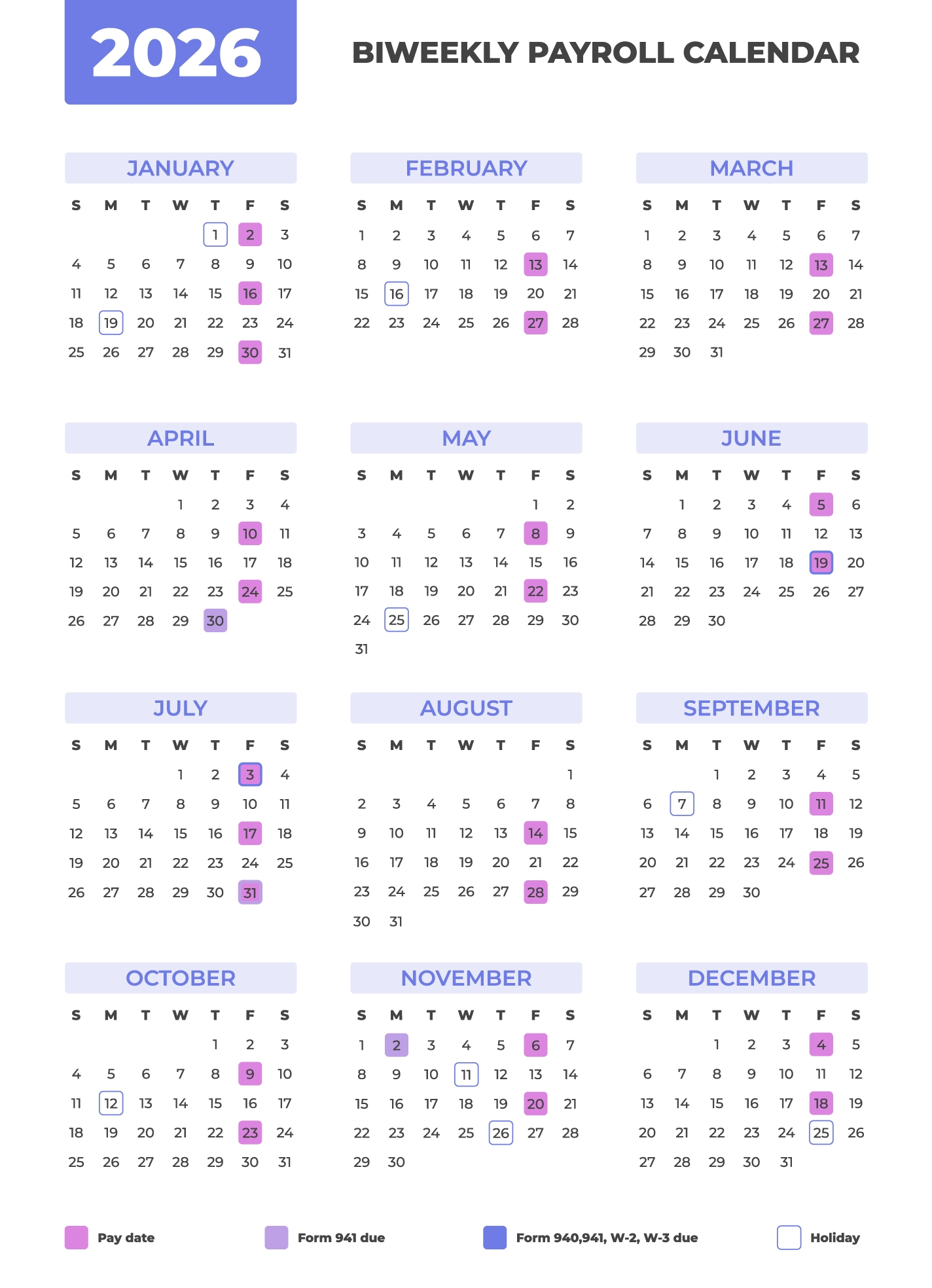Biweekly Payroll Calendar 2026 2027 Free Google Docs Template