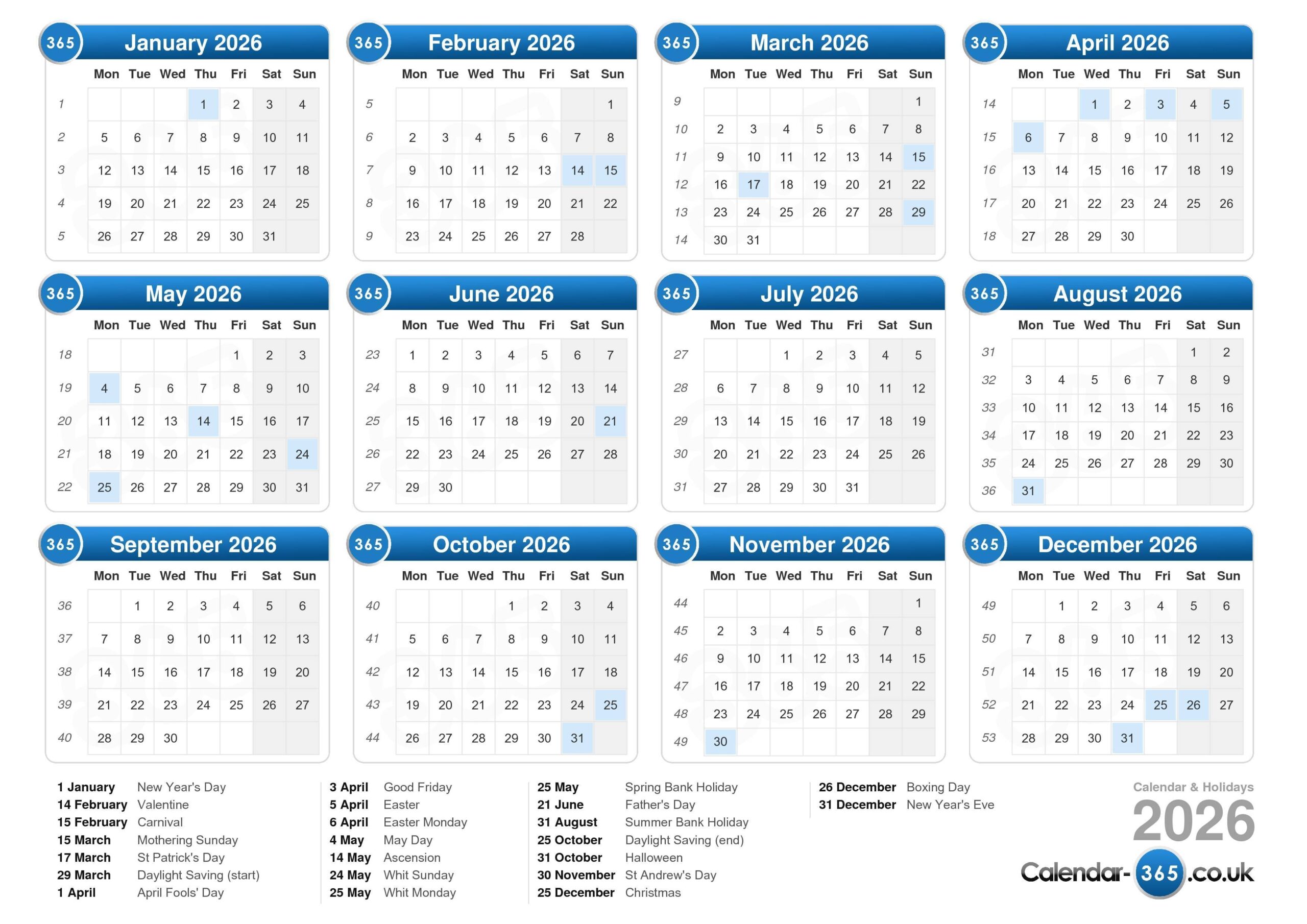 Calendar 2026 Calendar 2026