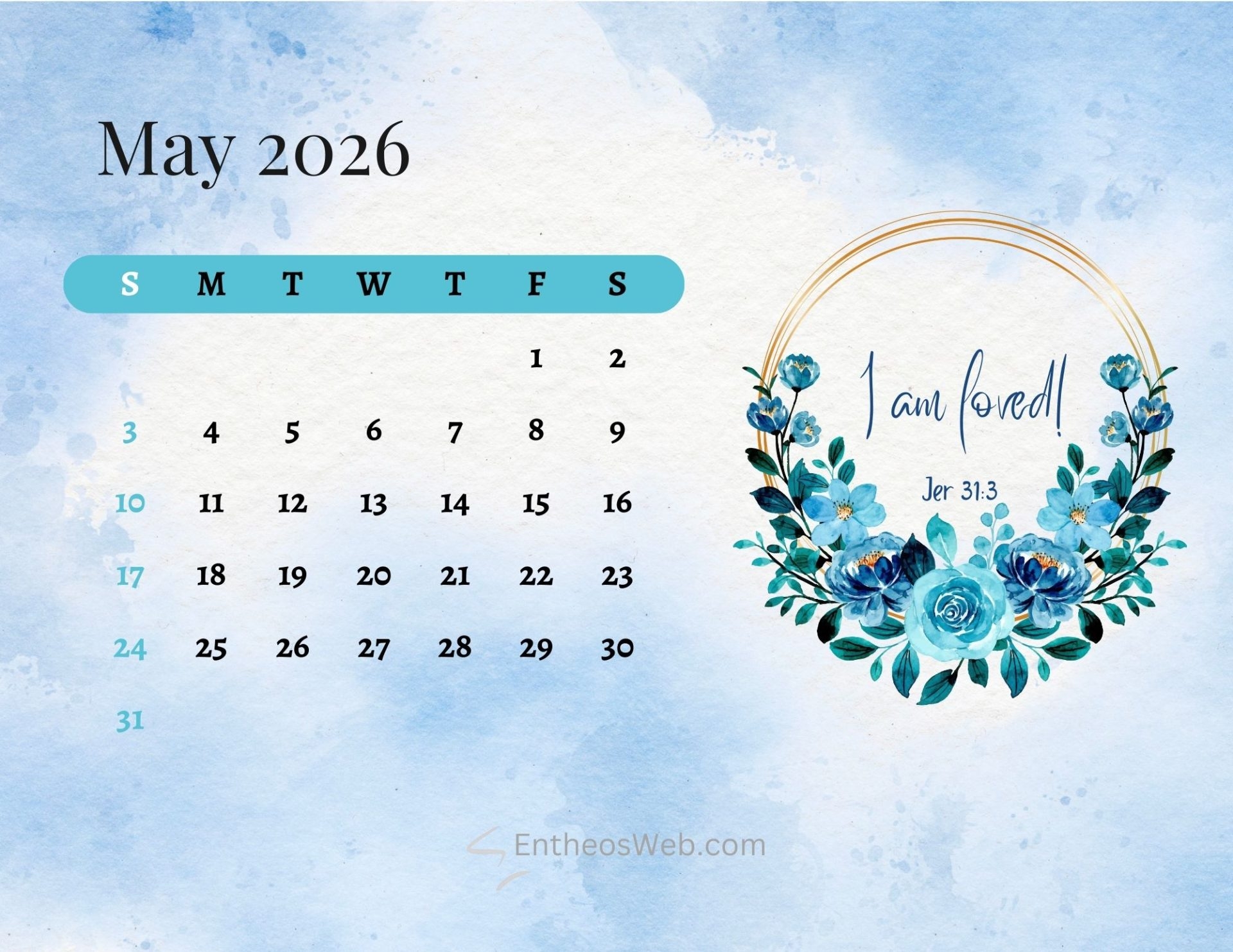 Christian Calendar 2026 Printable