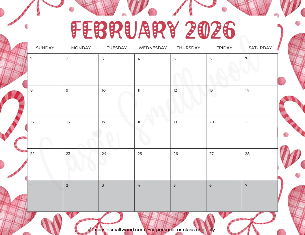 2026 Cute Printable Calendar