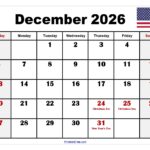 December 2026 Calendar Printable PDF With Holidays Templates