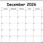 December 2026 Monday Calendar Monday To Sunday