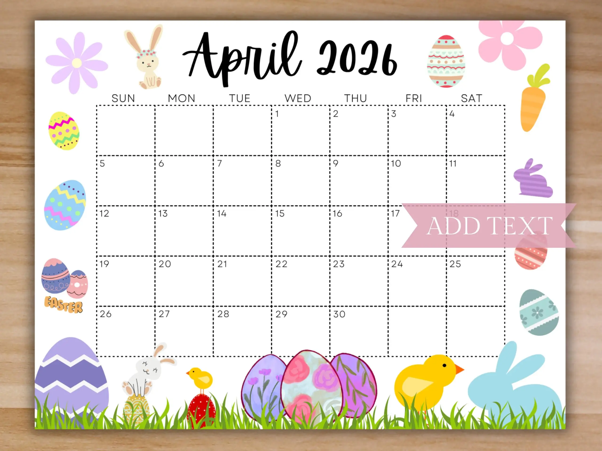 April 2026 Calendar Printable