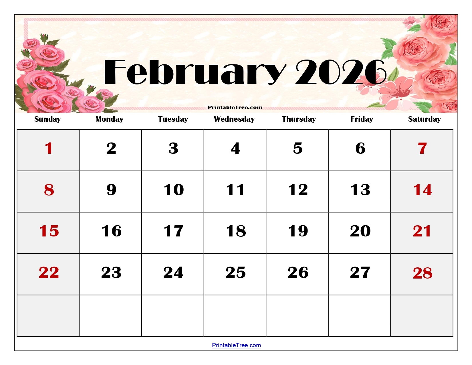 February 2026 Calendar With Holidays Printable Free