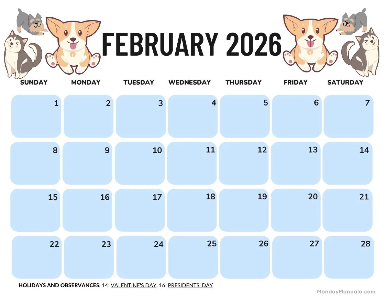 February 2026 Calendar Printable Free February 2026 Calendar Printable Free