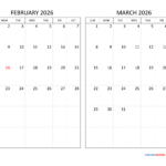 February And March 2026 Calendar Calendar Quickly