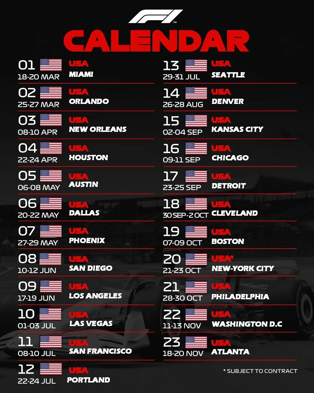 2026 F1 Calendar Printable