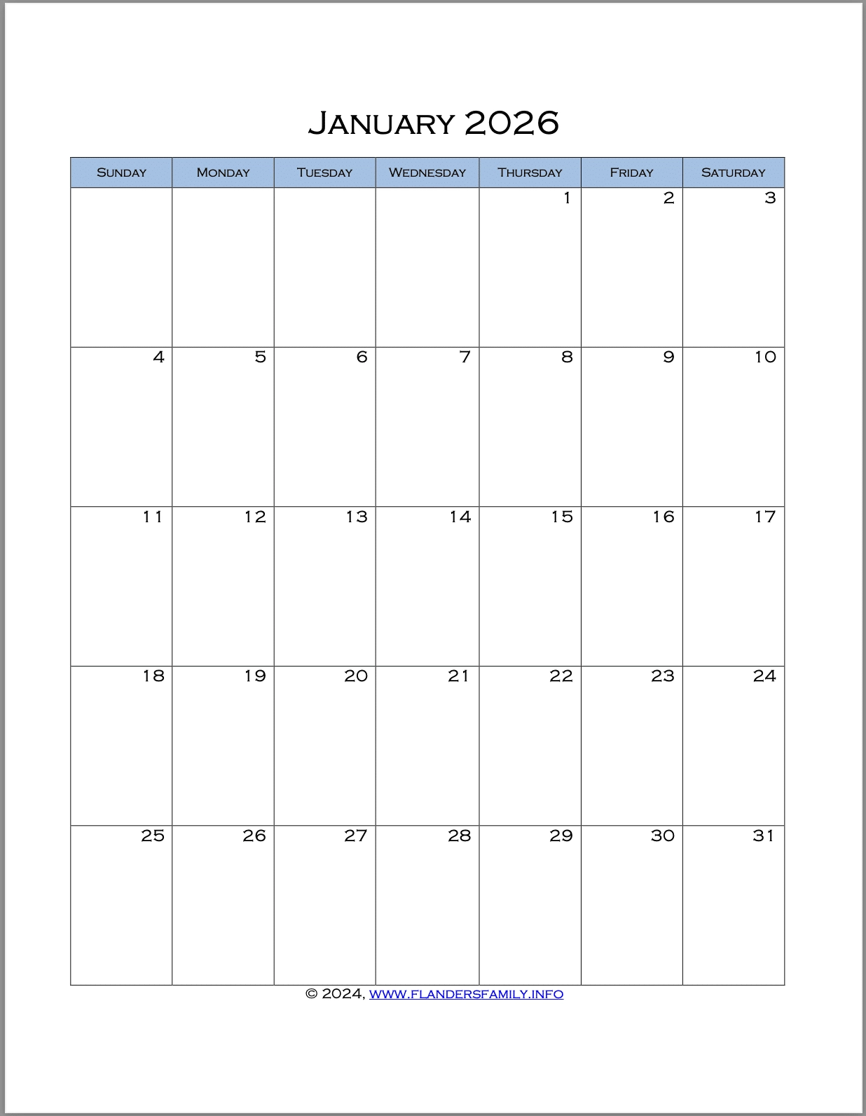 Print Your Own Calendar 2026